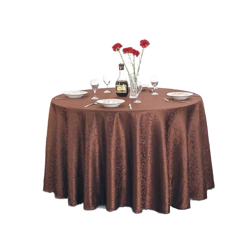 Picture of Large Round Table Restaurant Tablecloth Hotel Restaurant Banquet Family Usable Round Wedding European Tablecloth Table Cover Cross-Border