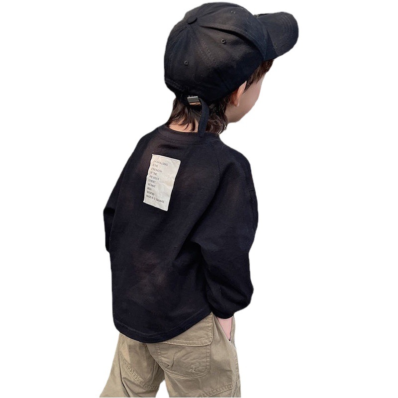 Boys' T-shirt Long-sleeved Comfortable Spring and Autumn Trendy Children's Color Base Shirt Baby's Inner Casual All-match T-shirt
