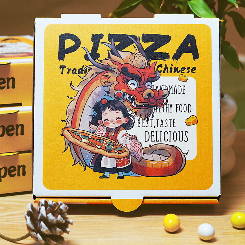 Longnian new commercial pizza disposable aluminized pizza takeaway corrugated pizza thickened 1012 packing box
