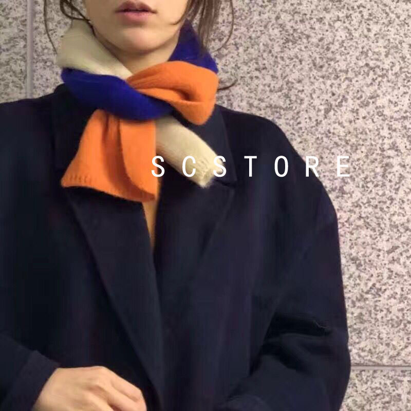 Knitted scarf 2024 new South Korea Dongdaemun INS color matching plaid scarf women's autumn and winter warm scarf generation