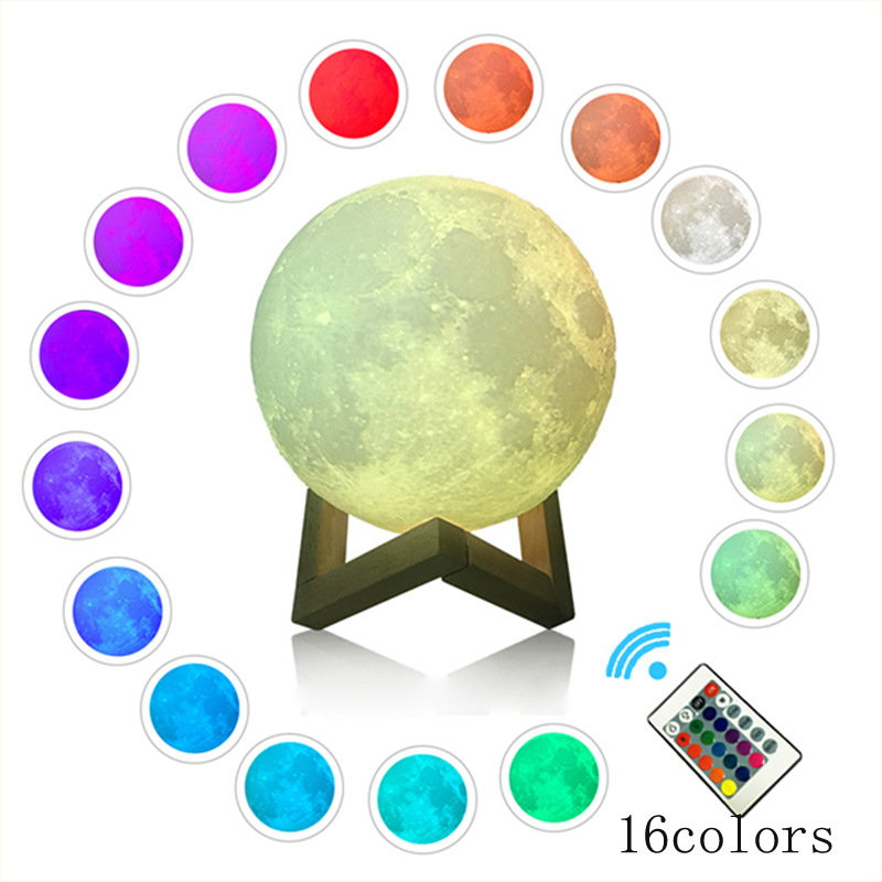 Picture of Night Light 3D Bluetooth Remote Control Moon Lamp Pat Bedside Moon Lamp Creative Atmosphere Breastfeeding Cross-Border Popular Lighting