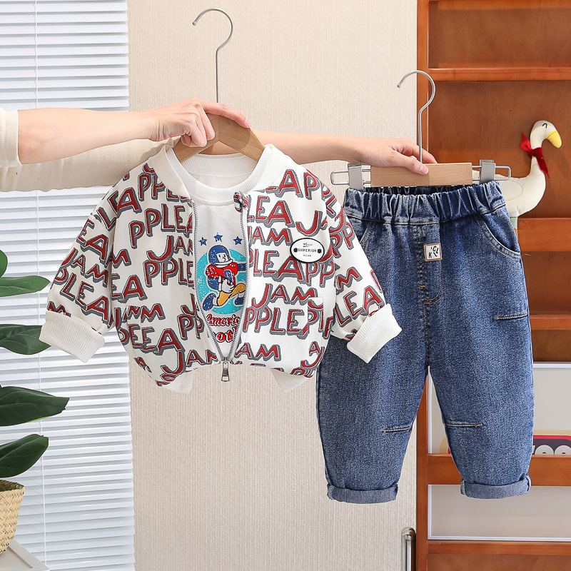 Picture of Boys' Autumn Outfit Set 2024 New Korean Style Casual Long-Sleeve Three-Piece Clothing Set Wholesale Trendy Style