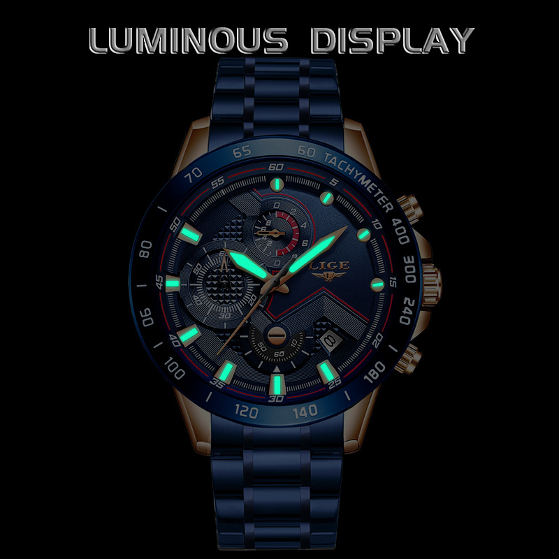 Picture of LIGE/LIGE cross-border special for men's business quartz watch three-eye six-pin multi-function waterproof watch Chronograph