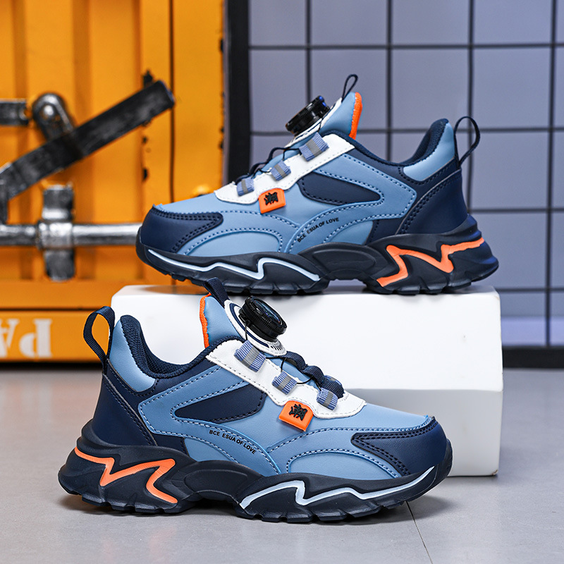 Autumn 2024 New Boys' sneaker Leather Waterproof Swivel Buckle Lightweight sneaker Leisure for Middle School Students