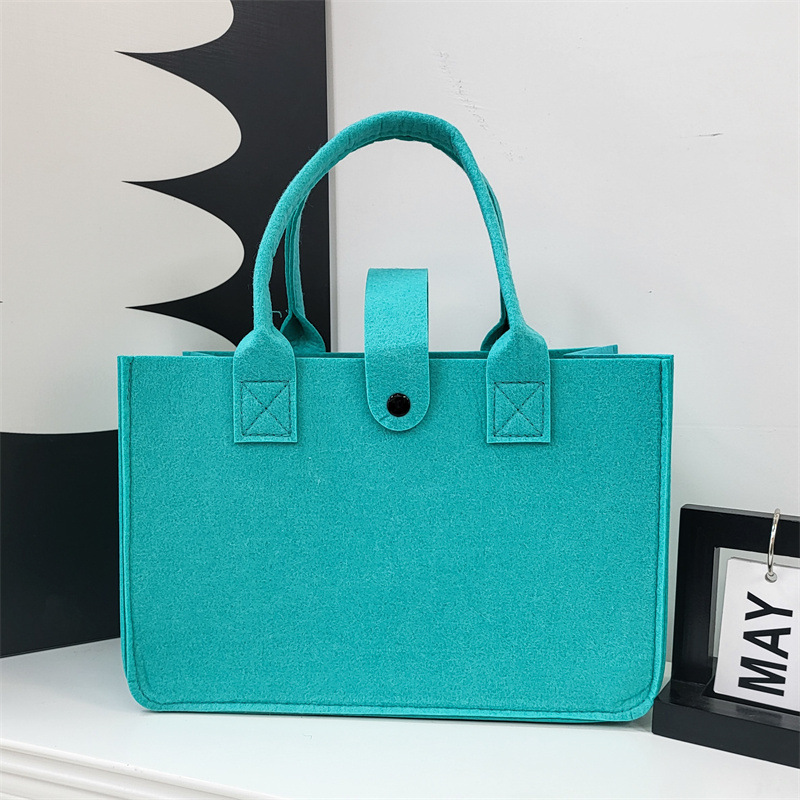 Solid Color Felt Trendy New Handbag Cartoon Handmade Tote Bag Large Capacity Open-Top Shopping Bag Storage