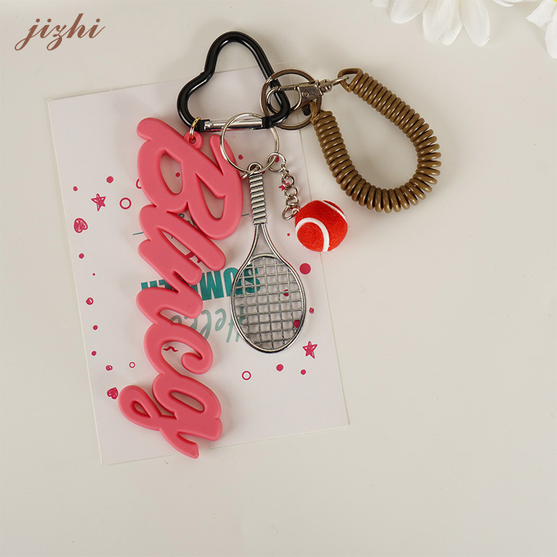 B Home Hangers Niche Pink Keychain Pendant Letter Korean Style Tennis Raffle Bag Pendant High-grade Sense Bag Hanging