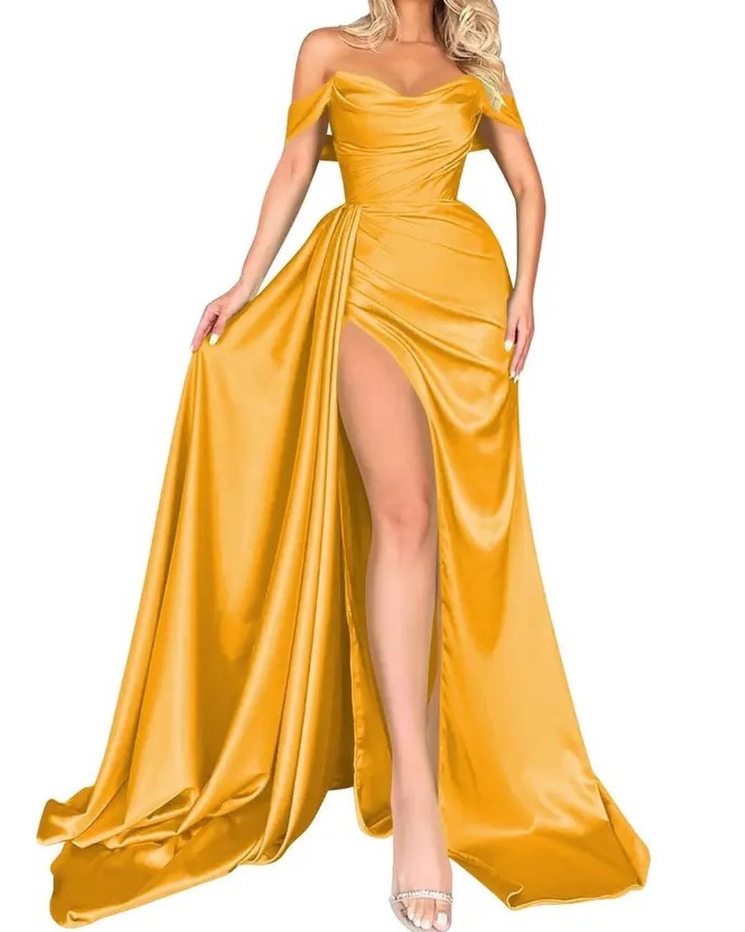 Picture of Bridesmaid Dress Floor-Length Evening Gown Slit Floor-Length Bridesmaid Evening Dress
