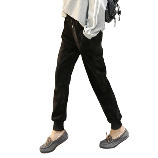 Picture of Autumn and Winter Velvet Thickened Sports Pants Women's Golden Velvet Korean-style Loose Student Guard Pants Legs Casual Harem Pants