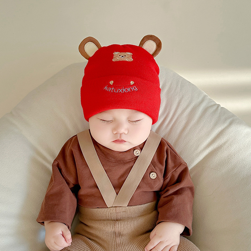 Picture of Katu Bear Infant Hat Spring & Fall 3-6-12 Months Male and Female Baby Pullover Hat Cotton 100-Day Sleeping Hat