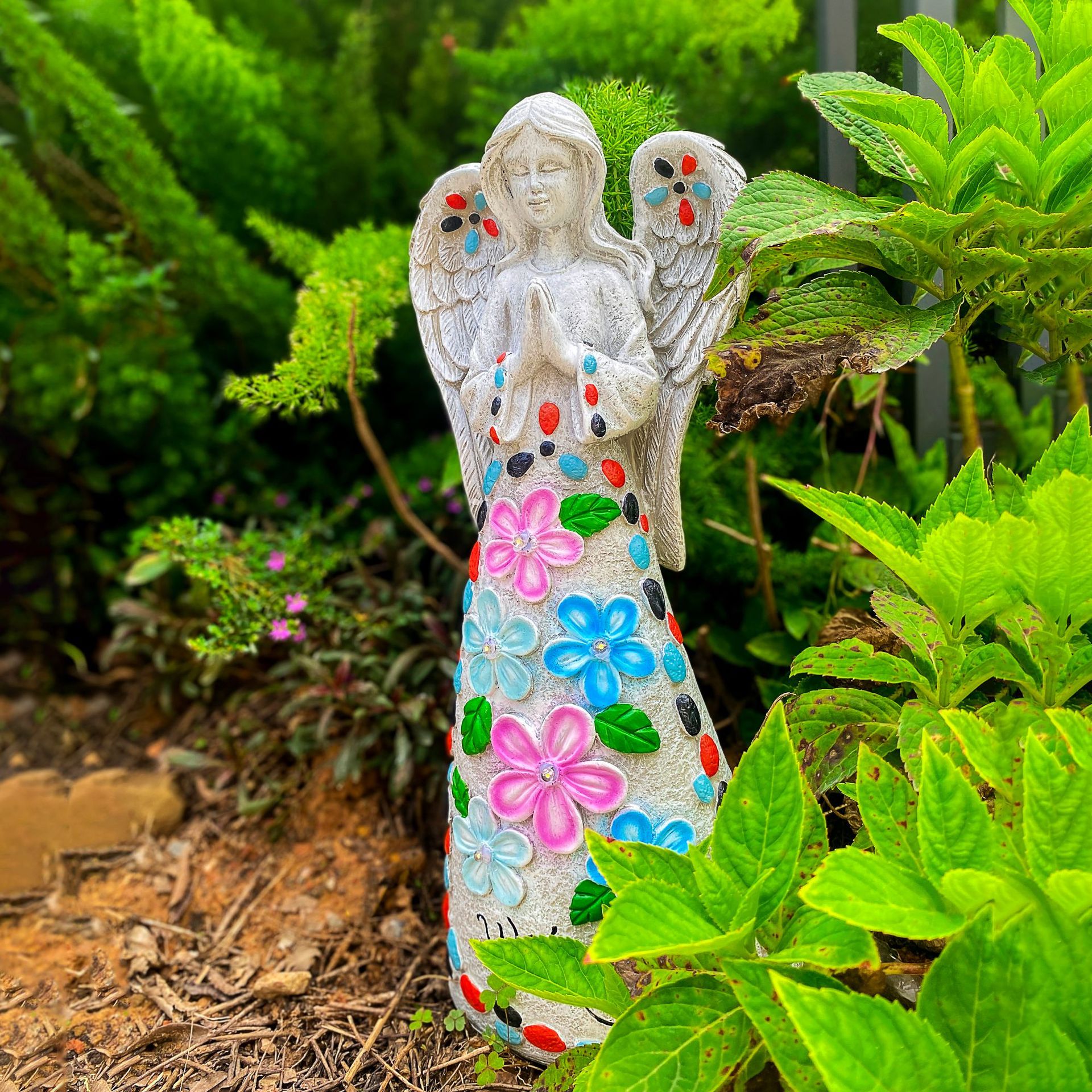 Picture of Cross-border Garden Character Decorative Ornaments Crafts Courtyard Flower Fairy Outdoor Solar Angel Statue Resin Lamp