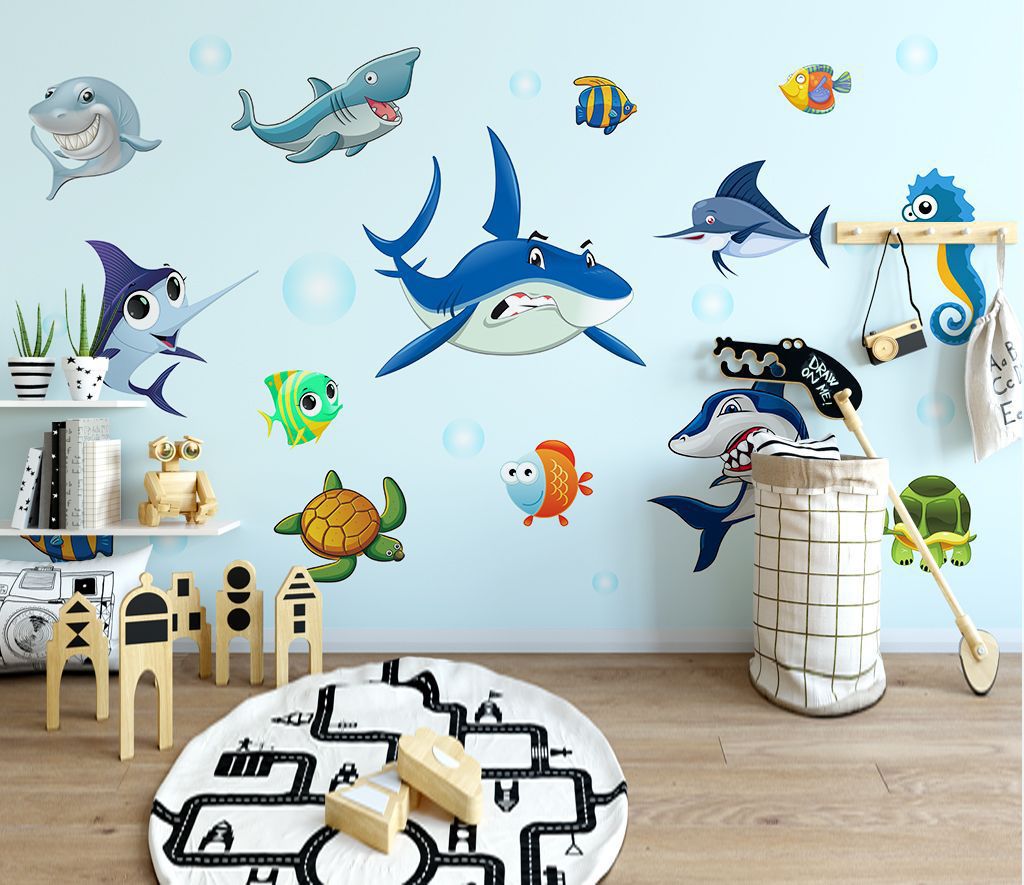 Cross-border new cartoon 3D three-dimensional undersea story wall stickers children's room removable decorative stickers ML6641