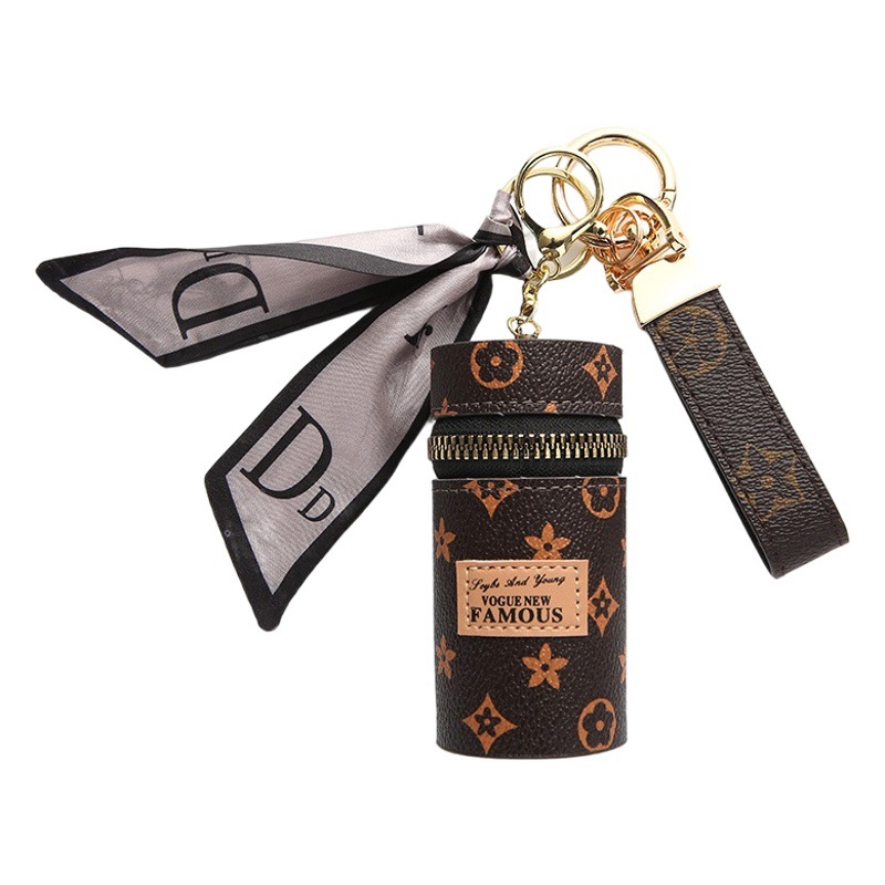 Picture of Creative Leather Silk Scarf Gift Mouth Red Envelope Keychain European and American Old Flower Coin Purse Welfare Mini Bucket Bag