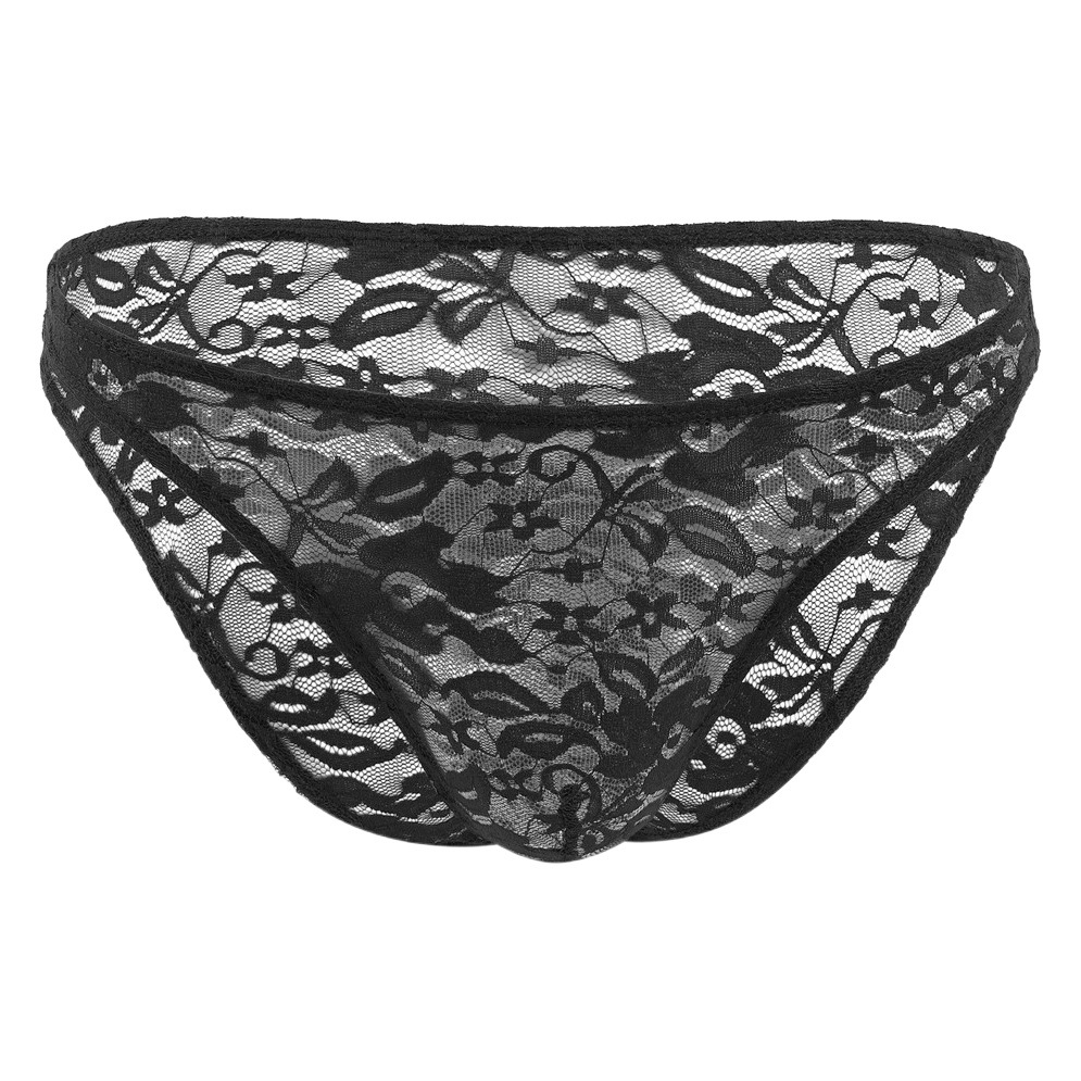 Men's lace underwear men's briefs summer ultra-thin cool seamless transparent U bag sexy triangle shorts head