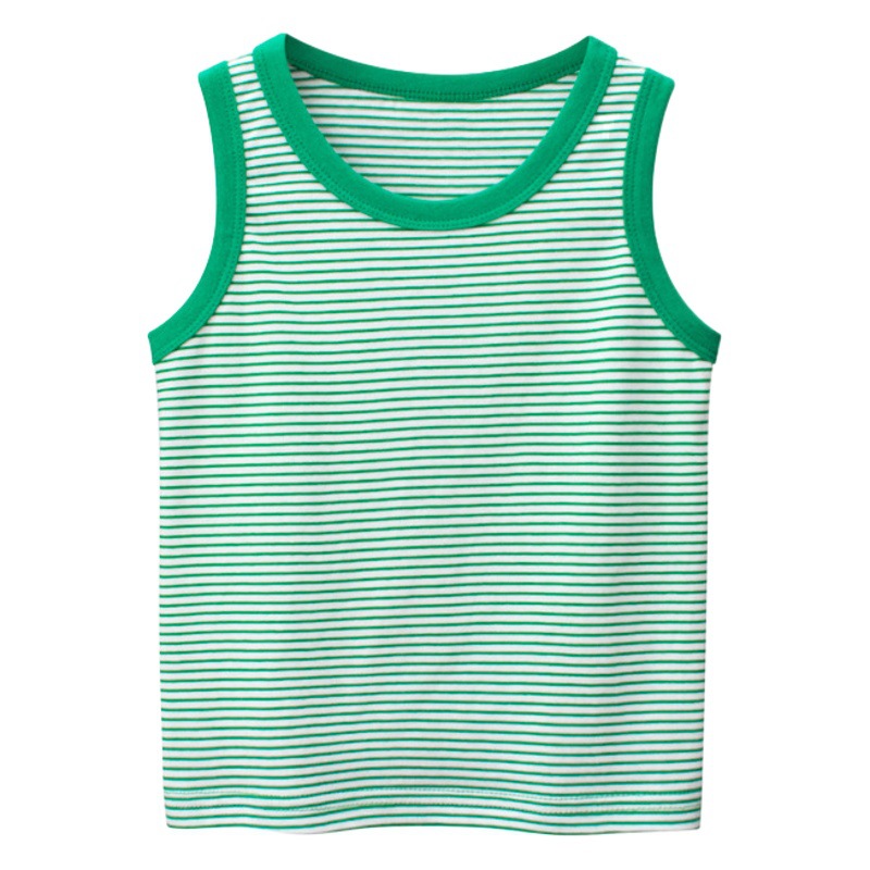 2025 Summer Kidsren's Clothing New Kidsren's Vest Wholesale Baby Boy Clothes Sleeveless Stripesd Bottoming One-Piece Shirt