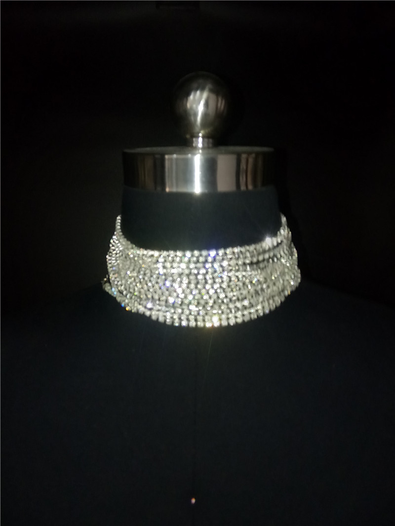 Picture of European and American Luxury Multi-layer Diamond Necklace Dazzling Shining Diamond Neck Chain Gorgeous Wrap Neck Rhinestone Clavicle Chain Women's 0203
