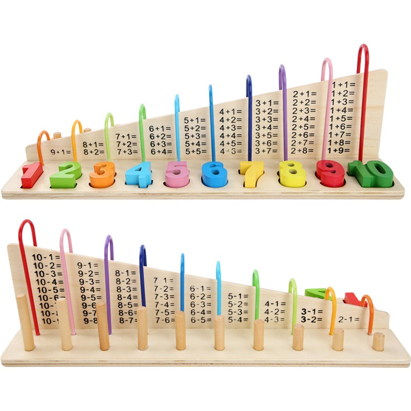 Montessori teaching aids children's early education Abacus three-in-one digital logarithmic board children's digital cognitive educational wooden toys
