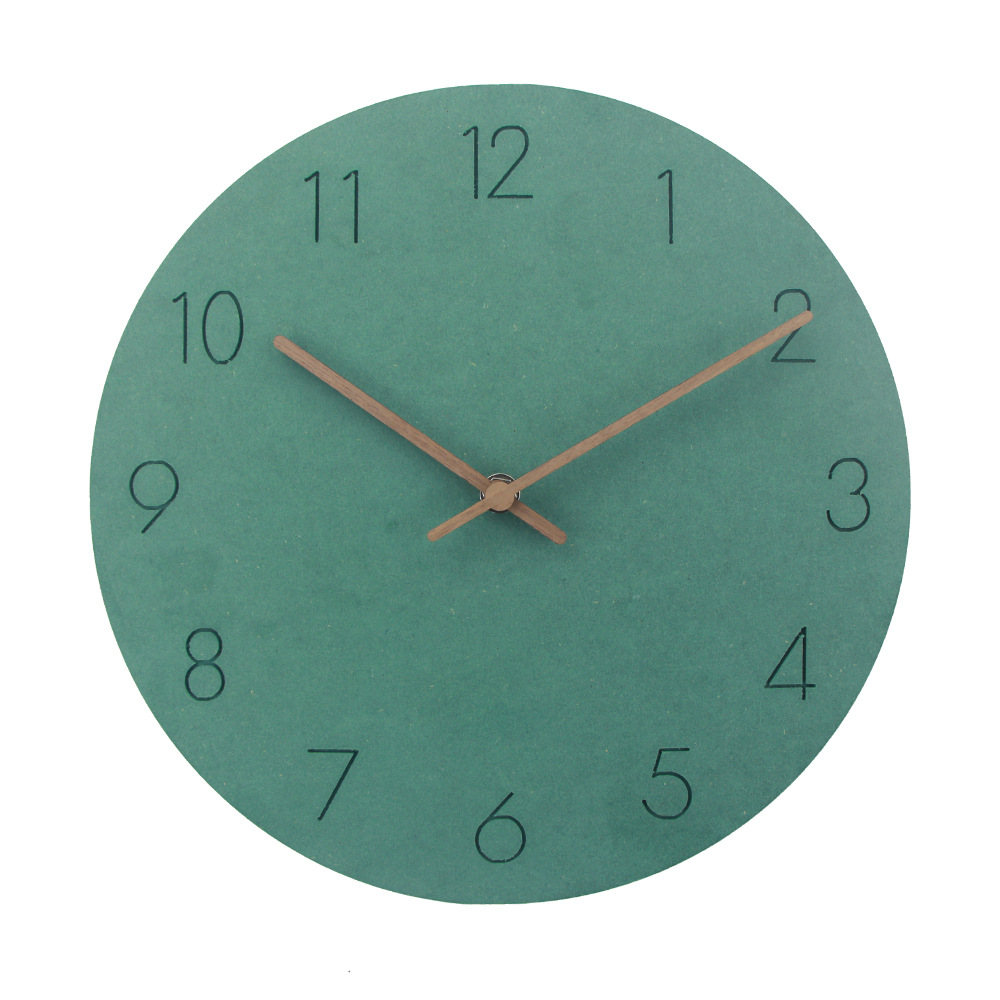 Picture of Nordic simple color wood wall clock living room clock mute quartz clock manufacturers direct batch can do diy