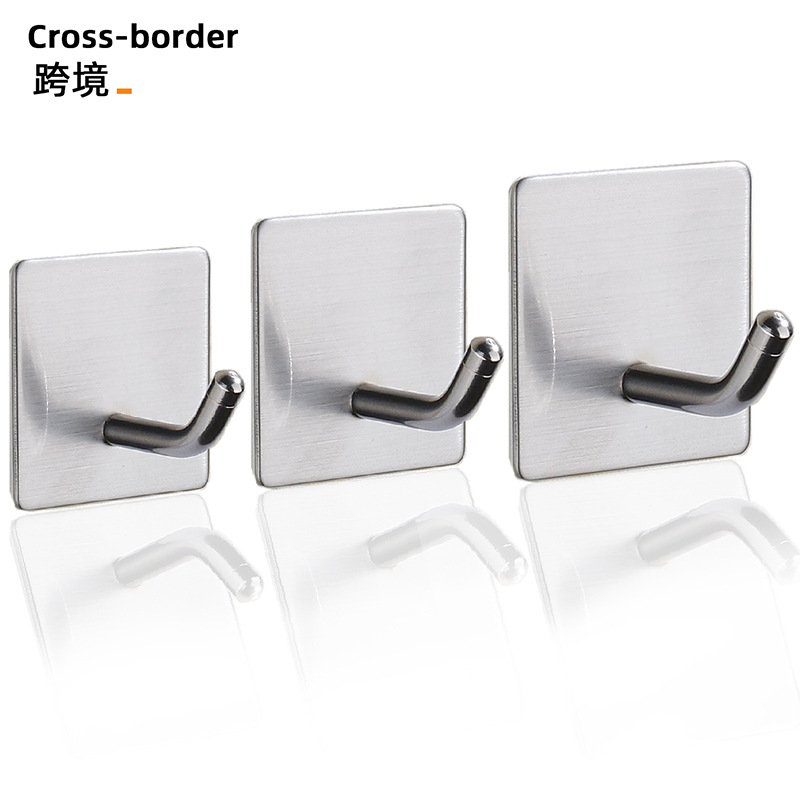 Cross-border Punch-free Door Rear Stainless Steel Hook Hook Kitchen Hook Wall Hanging Bathroom Metal Cap Clothes Hook