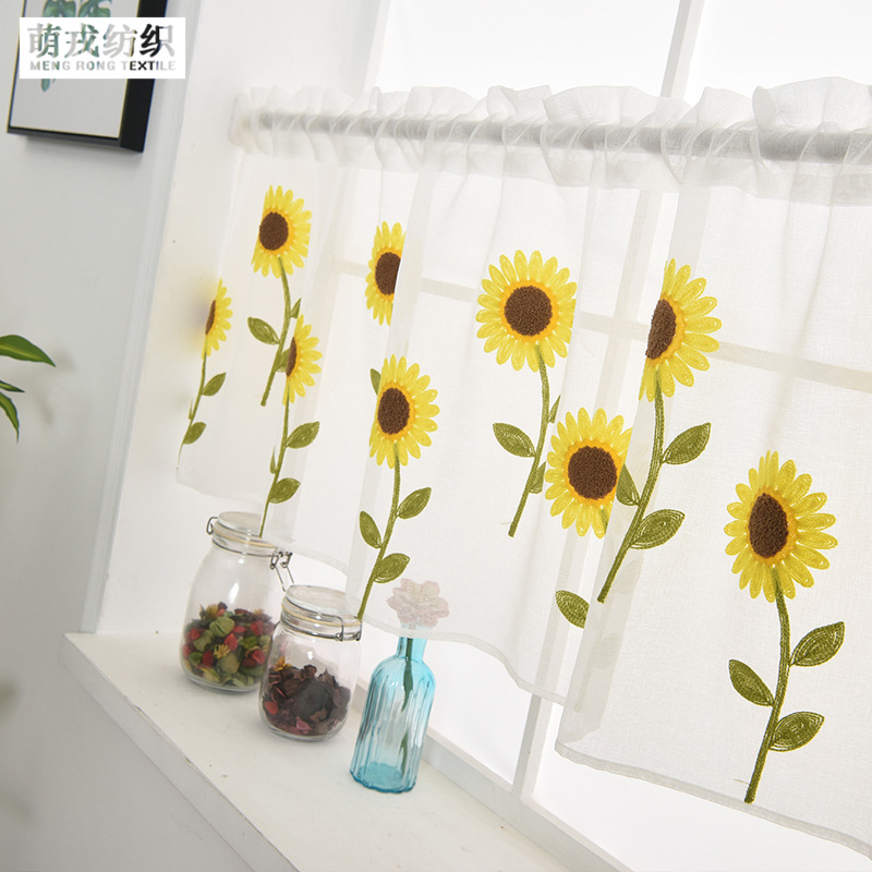 Cross-Border Wish Amazon Aliexpress Daisy Gauze Balcony Bedroom Curtains Foreign Trade Light-Transmitting Sheer Curtains Home Decor