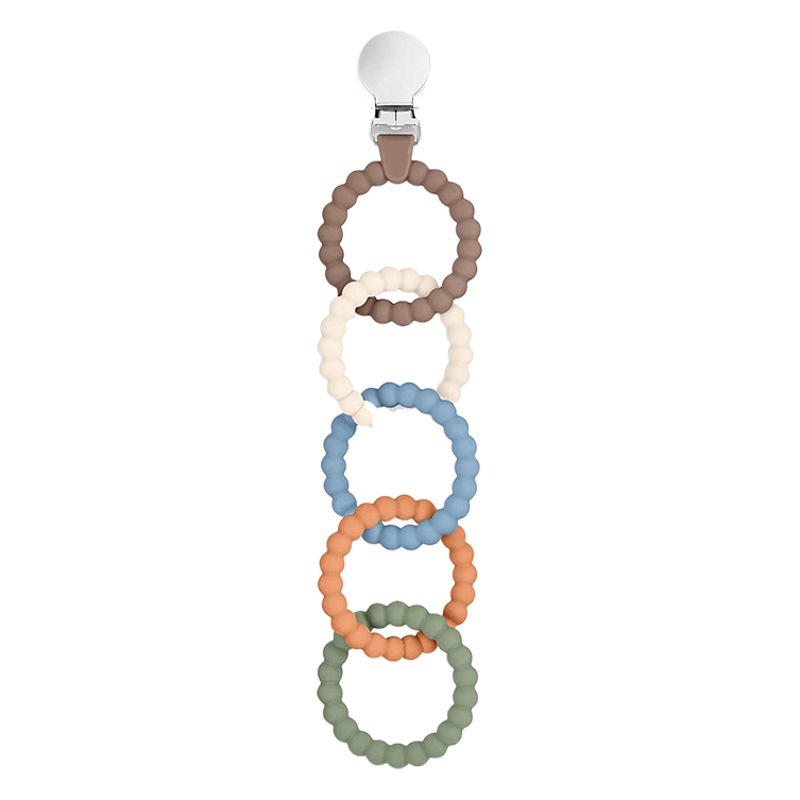 Amazon's New Five-Ring Kidsren's Teether, Toddler Teeth Chewing Toy Teether, Ring Elastic Chewing Fun