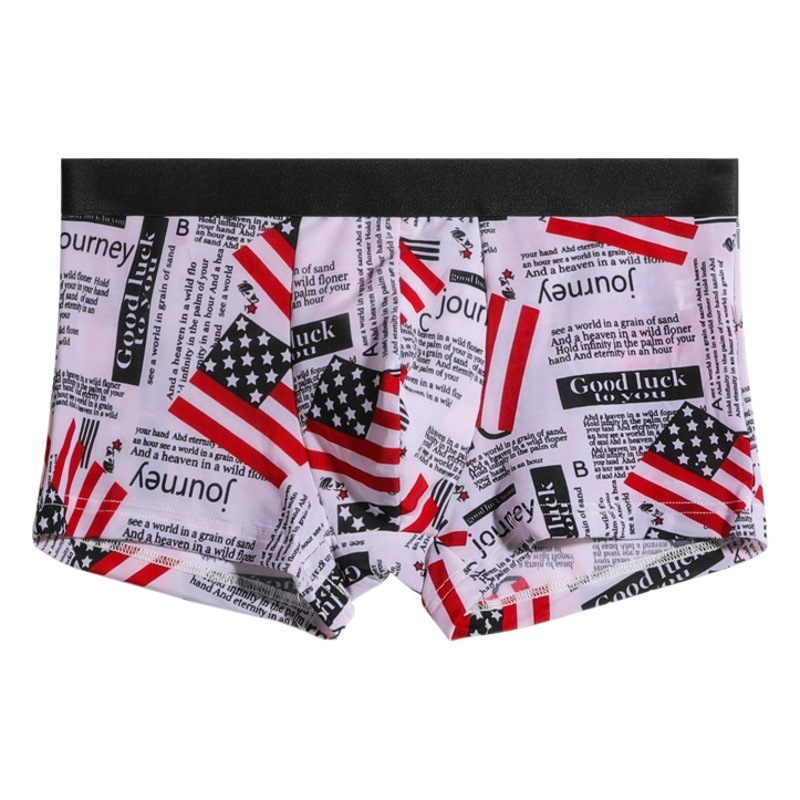 Men's Underwear Men's Boxer Pants Ice Silk Bottom Pants Men's Four-Corner Pants Men's Unique Summer Thin Printed Breathable