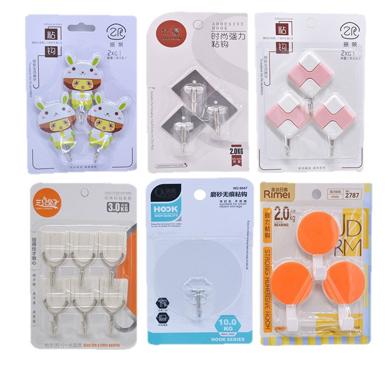 Picture of Sticky Hook Seamless Hook Strong Hook Bathroom Kitchen Tile Glass Nail-free Punch-free Adhesive Hanging Wall
