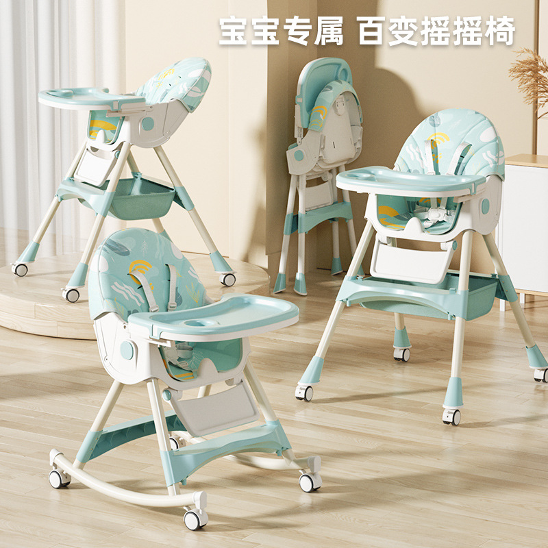 Cross-Border Kidsren's Dining Chair 0-4 Years Old Baby Dining Table Growth Chair Eating Foldableable Multi-Functional Portable Dining Chair