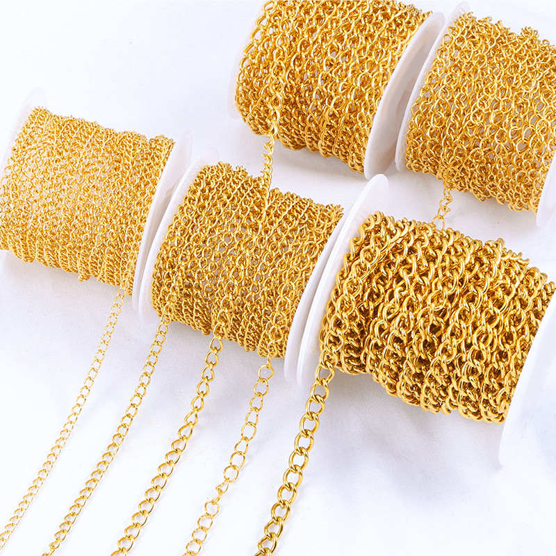 Picture of Stainless steel side twist chain jewelry chain diy accessories necklace bracelet fashion gold chain tail chain extension chain