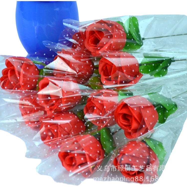 Yiwu Screen Simulated Silk Flower Single Branch Valentine's Day Scan Code Gift with Packaging Rose Single Rose Gift Flower