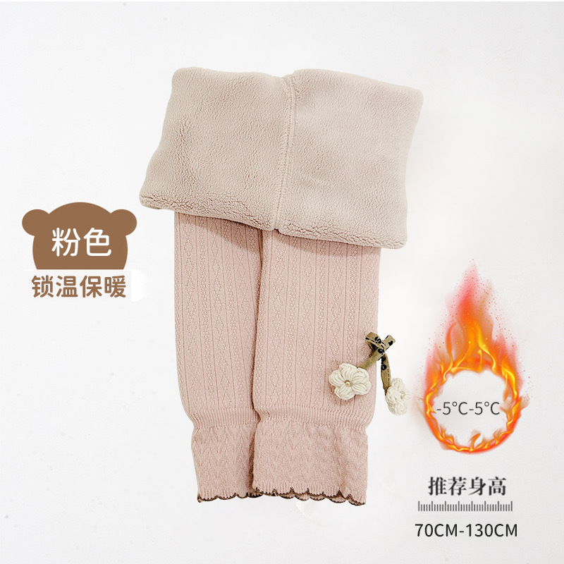 Picture of Fleece-lined girls' leggings autumn and winter high waist baby pants thickened cropped socks children's leggings outer wear warm