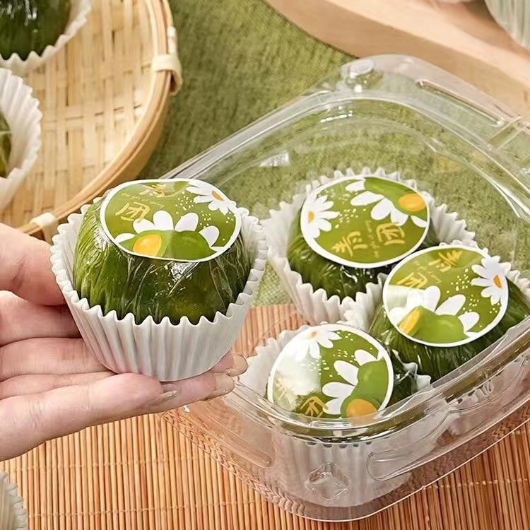 Qingtuan Packing Box Qingming Fruit Hand Basket Transparent Packing Box 4 Pack with Lid Sticker Fruit Fishing Household Baking