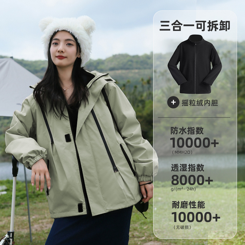 Picture of Jacket Three-In-One Detachable Two-Piece Set for Men and Women Outdoor Mountaineering Clothing Windproof and Waterproof Spring, Autumn and Winter Jacket