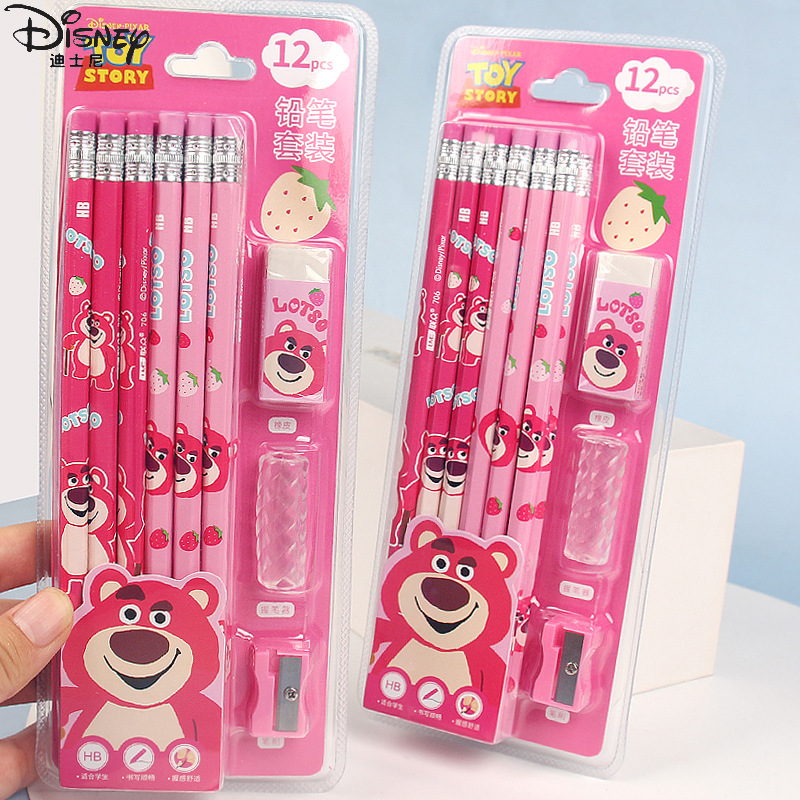 Positive Hexagonal Pencil Strawberry Bear Ice and Snow Elsa Hb Cartoon Kidsren Kindergarten Primary School Students Wooden Writing Pen