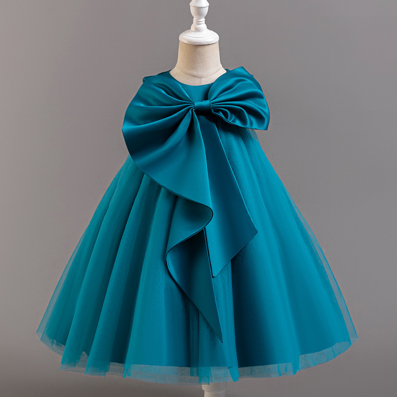 New 2025 Cross-border Children's One-year-old Dress Flower Girl Big Bow Princess Dress Girl's Birthday Performance dress
