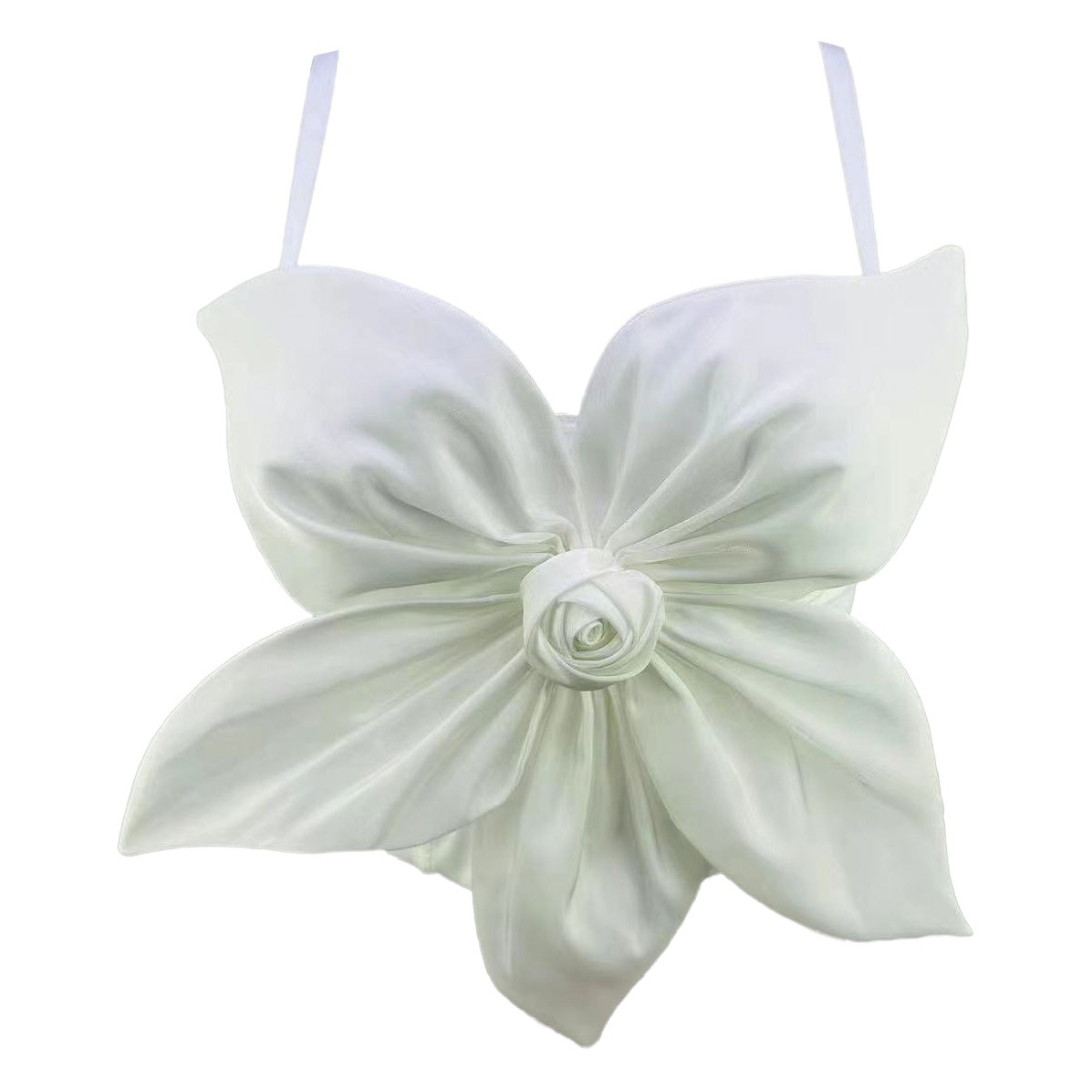 24 new handmade big flower solid color vest camisole temperament retro dance Typhoon spring Fishbone slim top