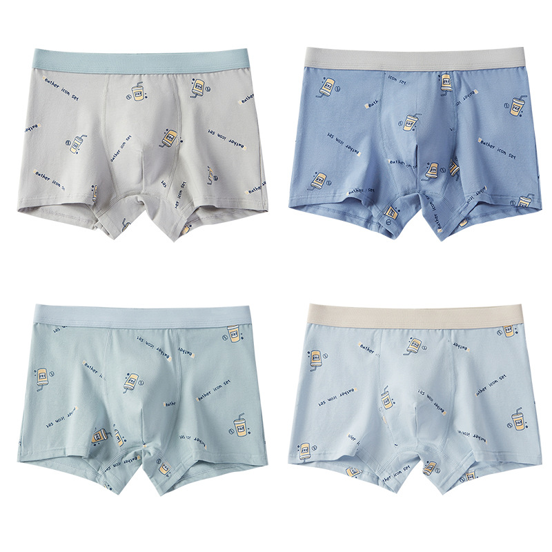 Picture of High school student boys' underwear combed cotton boxer teenagers boys middle and big children Students children boxer underwear wholesale