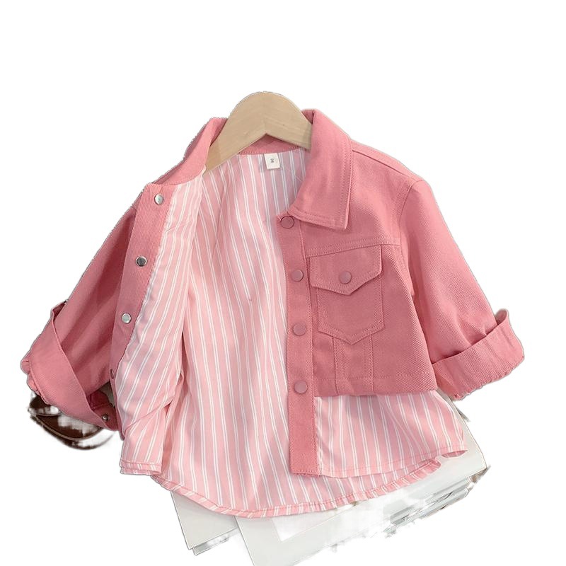 Picture of Girls' Coat Children's Shirt 2024 Spring Clothes for Baby Girls Spring and Autumn Korean Shirt Children's Thin Top Trendy