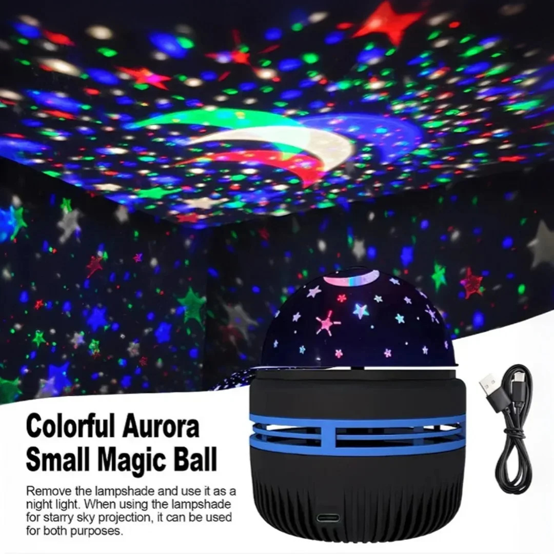 Rotating crystal magic ball stage lamp remote control starry sky projection lamp moon colorful atmosphere lamp aurora nightlight