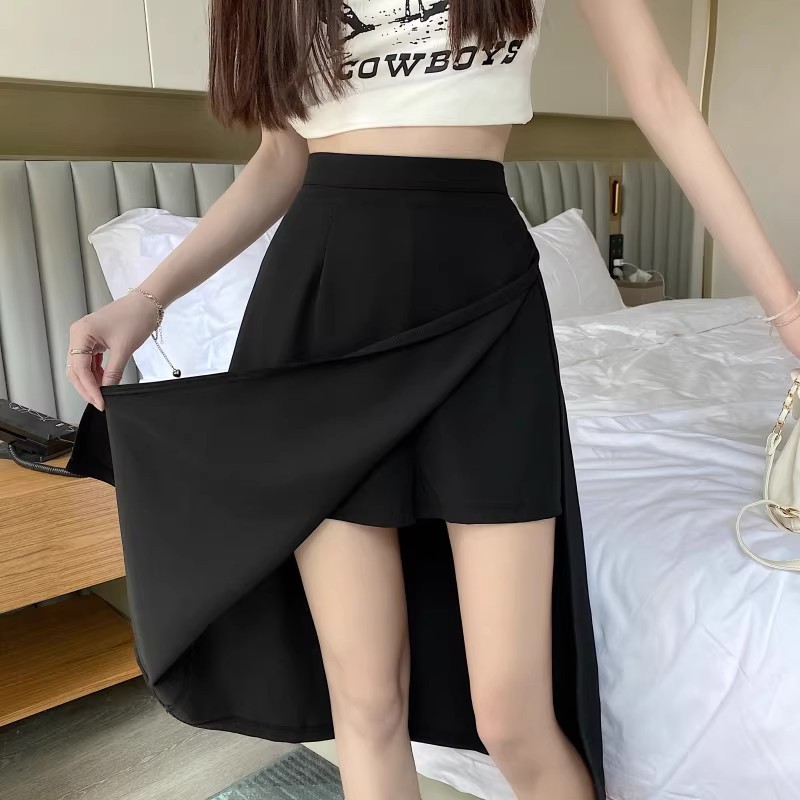 plus size Women's Design High Waist Slimming Suit Skirt Women's Spring and Summer chubby girl Irregular Mid-length Culottes