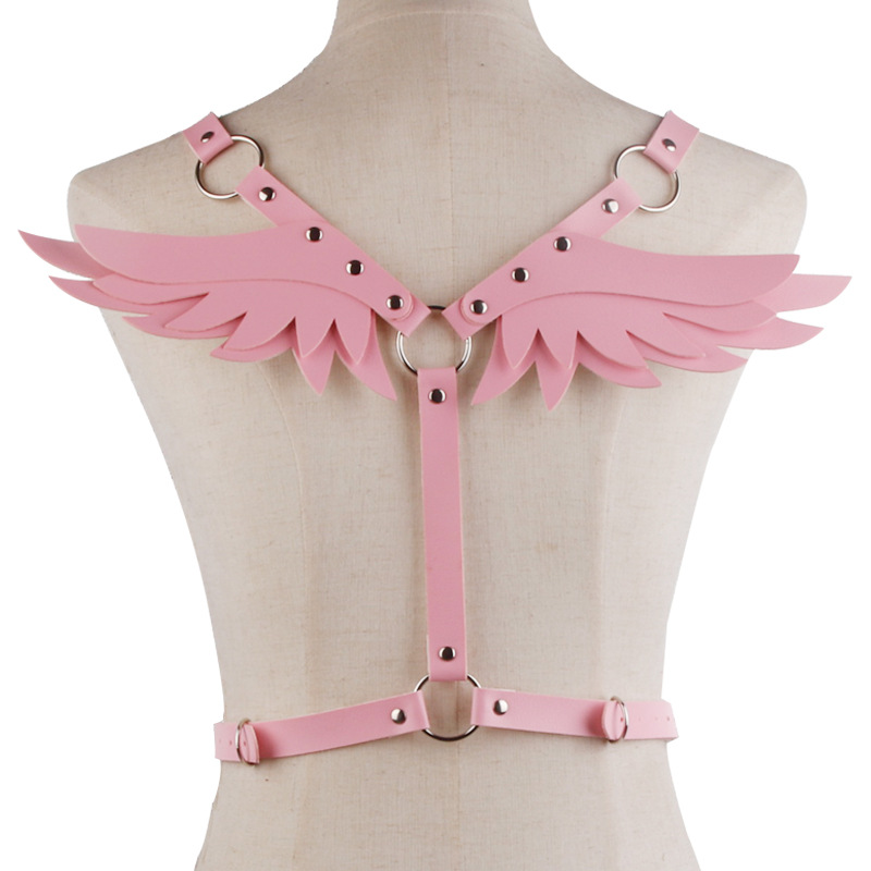 Picture of European and American Punk Leather Angel Wings Strap Suit Women's Leather Top Restraint Body Strap Belt Belt Belt