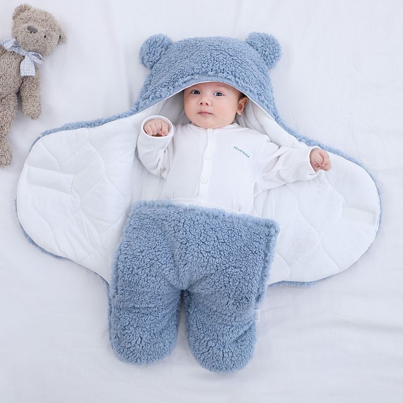Picture of Baby Holding Sleeper Autumn and Winter Thickened Newborn Baby Swaddling Supplies Anti-startling Outgoing Bag Sleeping Bag