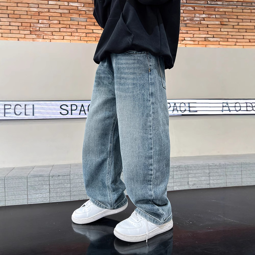 Boys' jeans spring 2025 new large children's spring and autumn boy pants children's pants handsome fried street