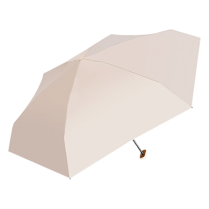 Black Glue Natural Light Lightweight Umbrella with Card Bag Portable Sunscreen and Ultraviolet Protection Dual-Use Capsule Umbrella Flat Six-Fold Umbrella