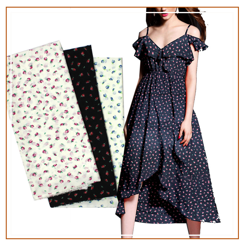 Hibiscus Linen Small Floral Print Fabric Dress Shirt Suspender Skirt Small Shirt Girls' Clothing Women's Skirt Summer Fabric