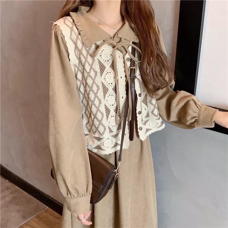 Picture of New Korean Style Knitted Vest Women's Vintage Embroidered Crochet Knitted Shirt Waistcoat Vest Sleeveless Jacket Spring and Summer