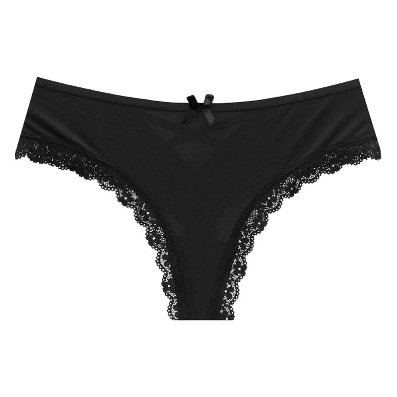 PINK European and American sexy thong transparent ice silk lace pure hollow hot girl female sexy T pants French underwear