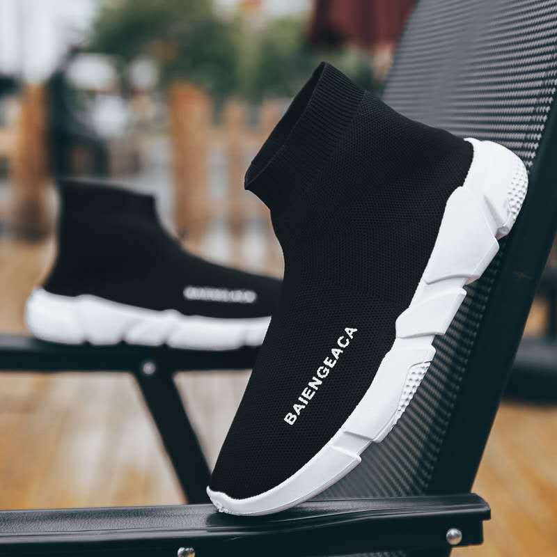 Autumn socks shoes men and women with fashion tide couples shoes high top thick bottom students fly woven sports shoes wholesale