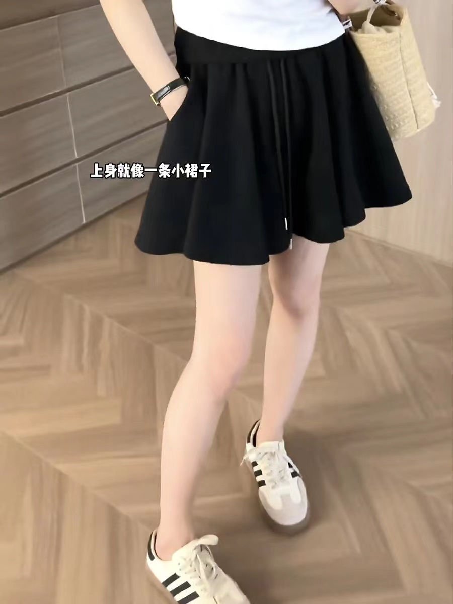 Korean Style Pants Women's Ins Summer Ballet Shorts Women's Mid-Waist Sports A- Shown Wide Leg Pants Small Hot Pants New