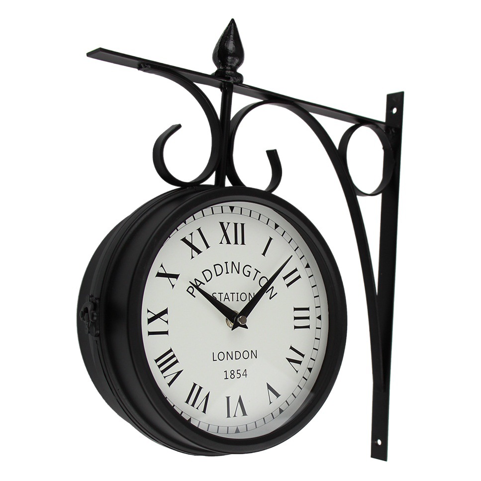 European-style Retro Creative Wall Clock for Living Room Double-sided Clock Home Simple Wall Hanging Iron Wall Watch Antique Wall Clock