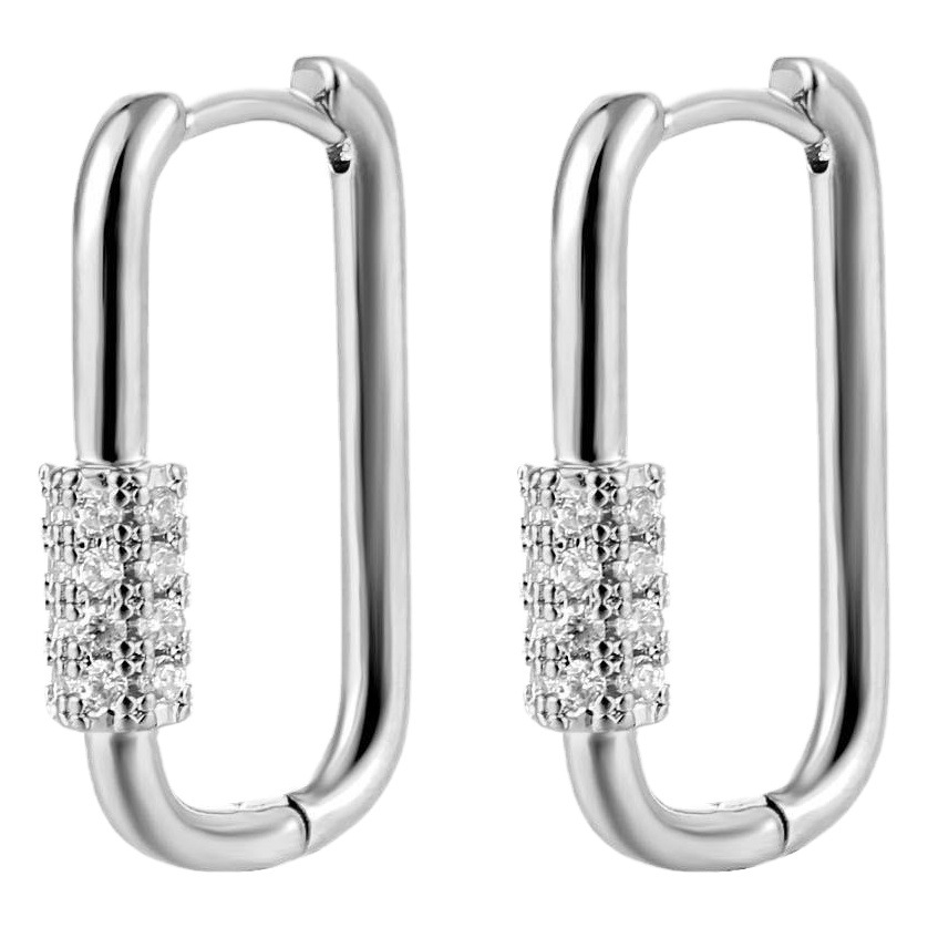 U Shape Ear Buckle MOXI Fashion Simple Cold Set Zircon Korean Design Earrings Square Geometric Ear Buckle